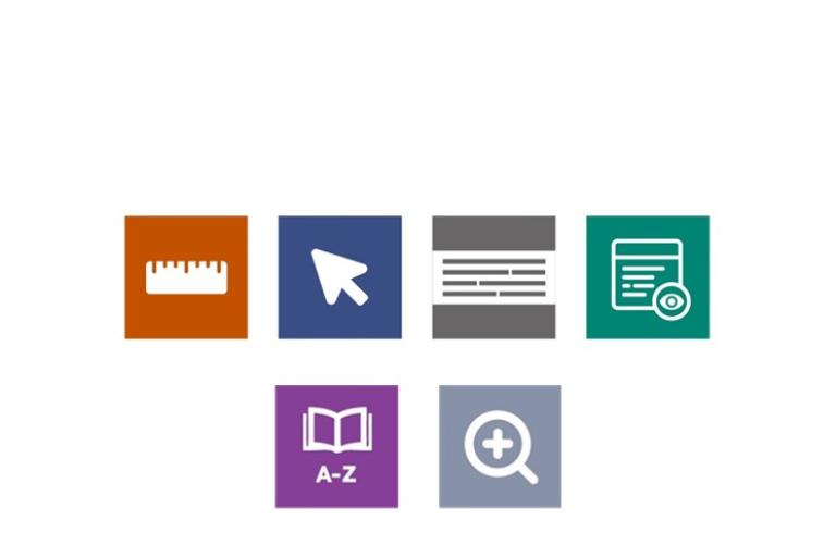 The six buttons used for focus tools and reading aids.
