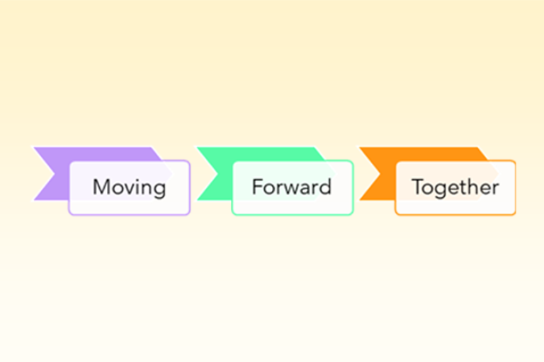 Educational psychology service logo featuring the words Moving forward together 