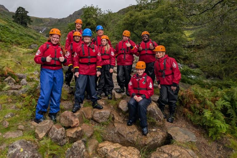 Youth Panel members Ghyll scrambling at residential trip
