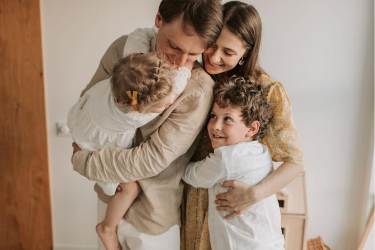 Couple with two children