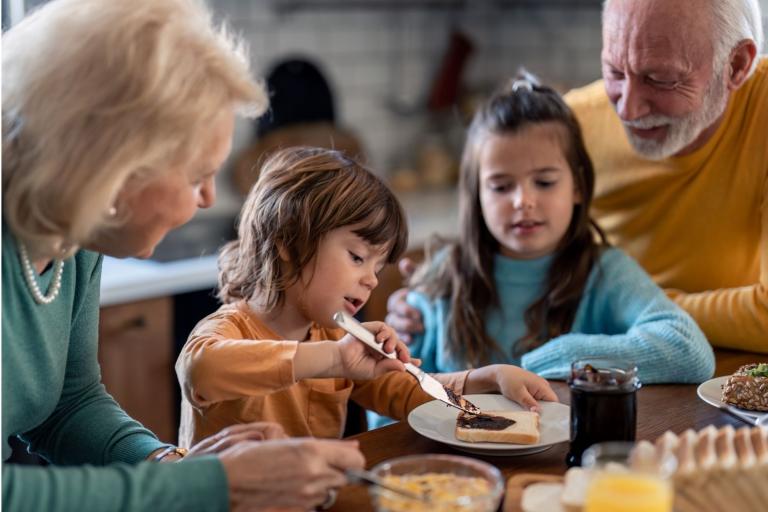 Grandparents and Grandchildren at table