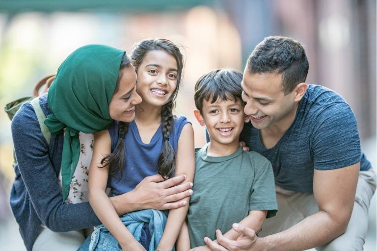 Young couple with boy and girl