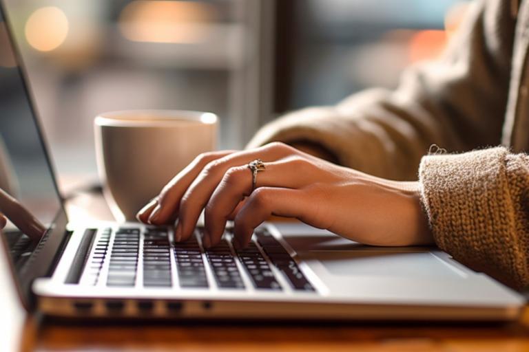 Hands typing on lap top