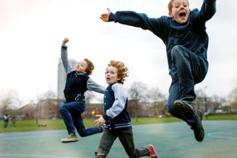 Young boys jumping