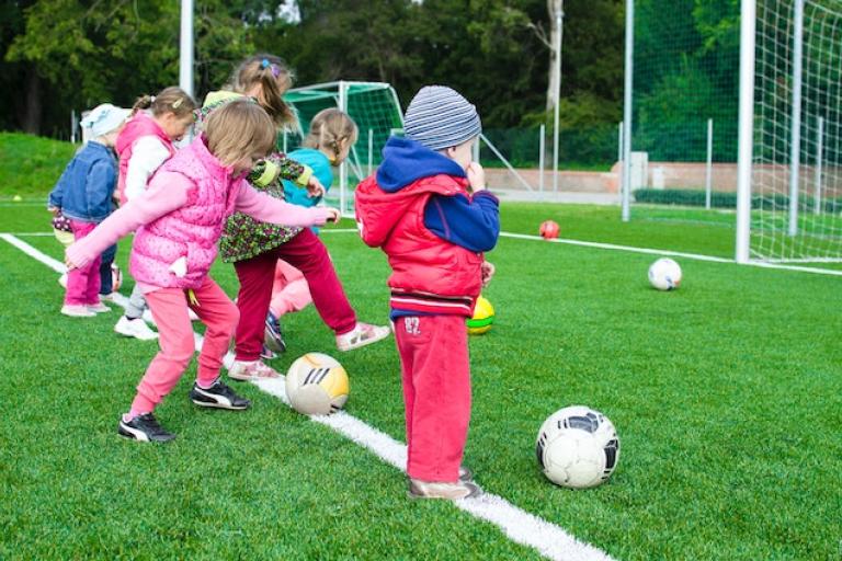 Children playing football