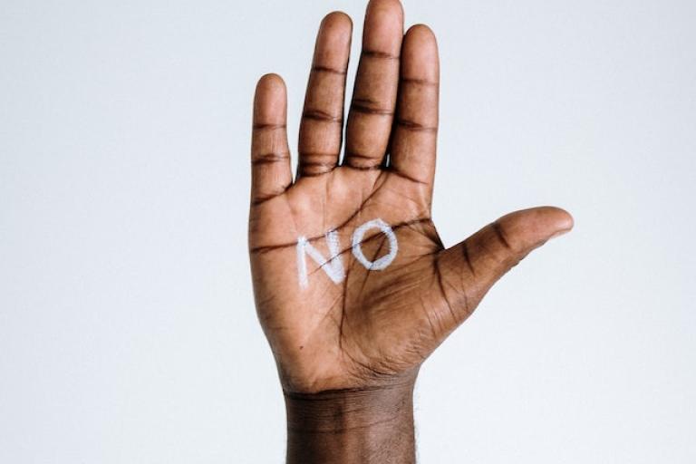 Hand saying no