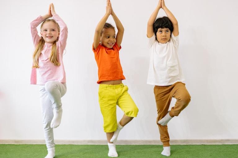 Children doing yoga