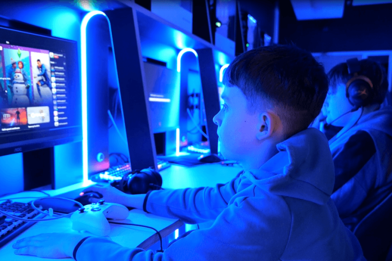 young people in a computer lab